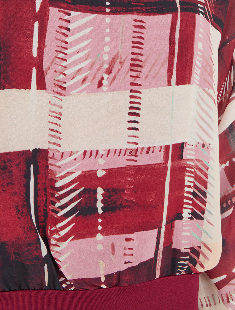 Blouse en voile imprimé abstrait - Lie de vin - 3