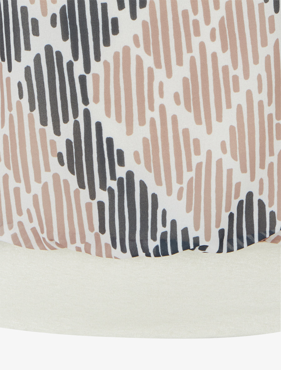 Blouse en voile imprimé graphique - Beige - 3