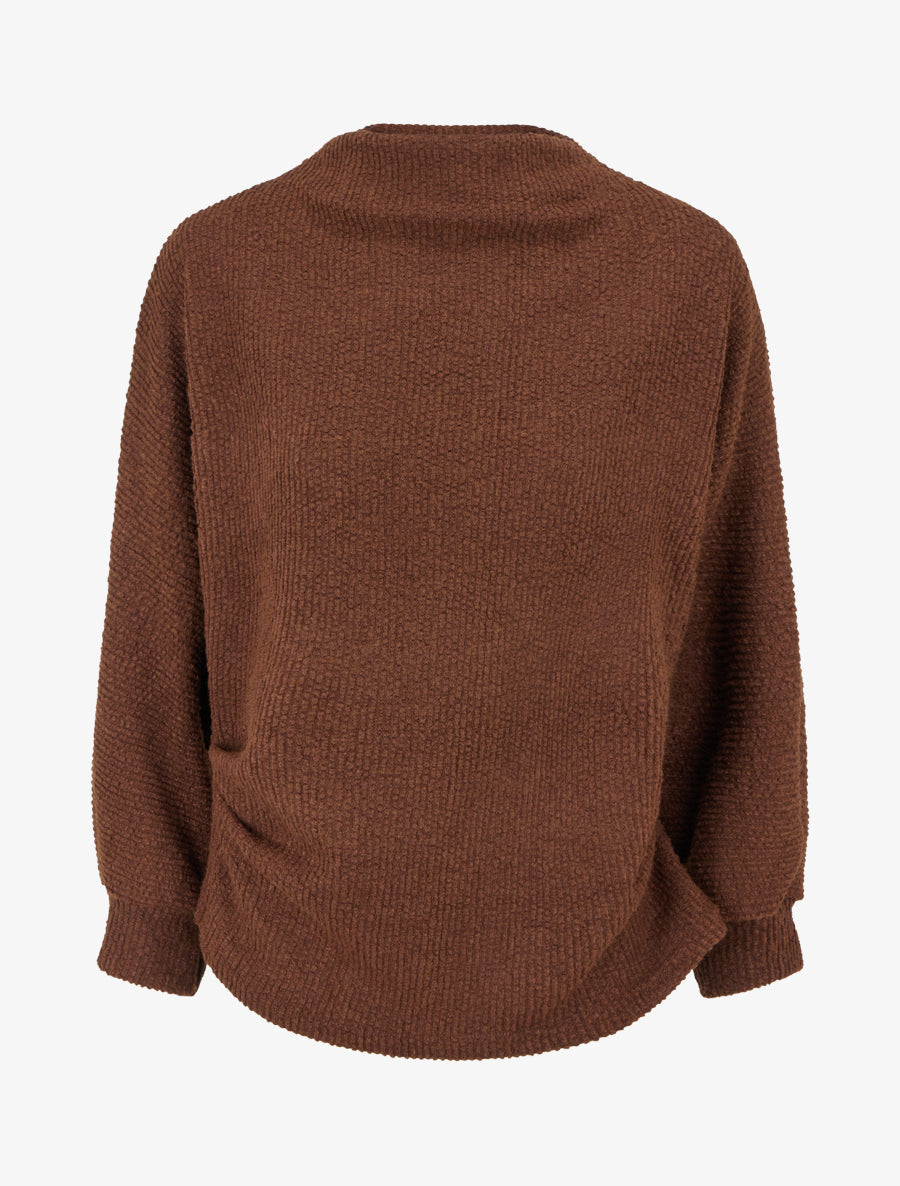 Pull droit à col montant - Marron - 1