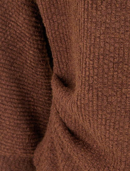 Pull droit à col montant - Marron - 3