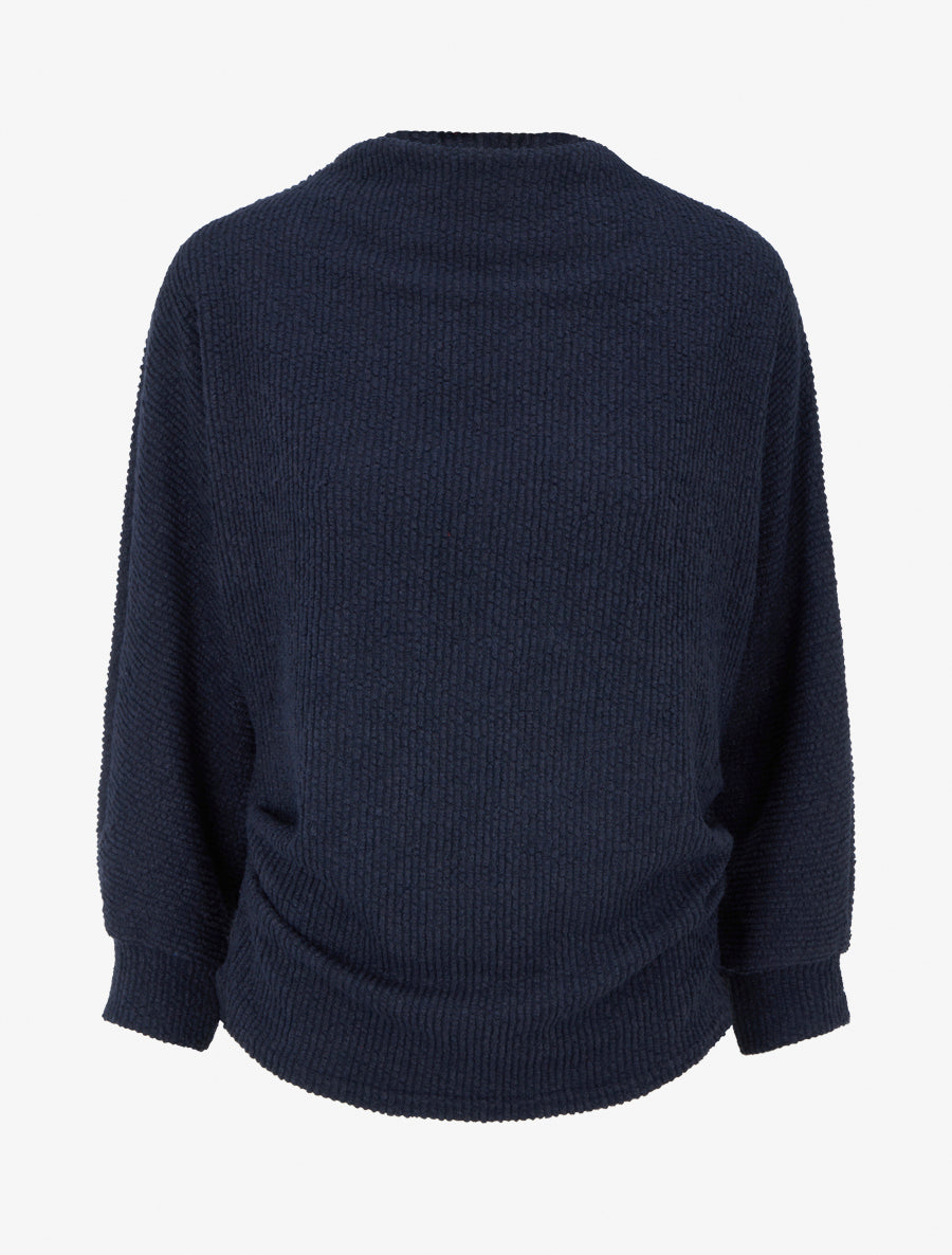 Pull droit à col montant - Marine - 1