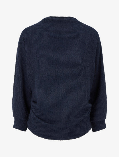 Pull droit à col montant - Marine - 1
