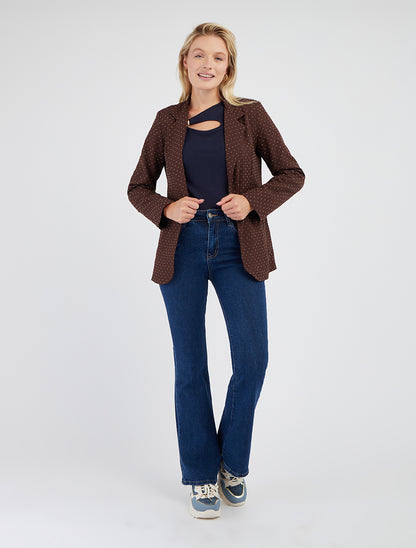 Blazer uni strassé - Marron - 8