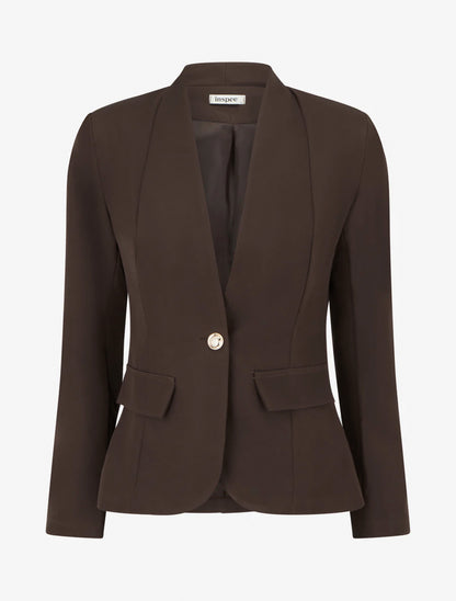 Blazer droit fermeture bouton - Marron