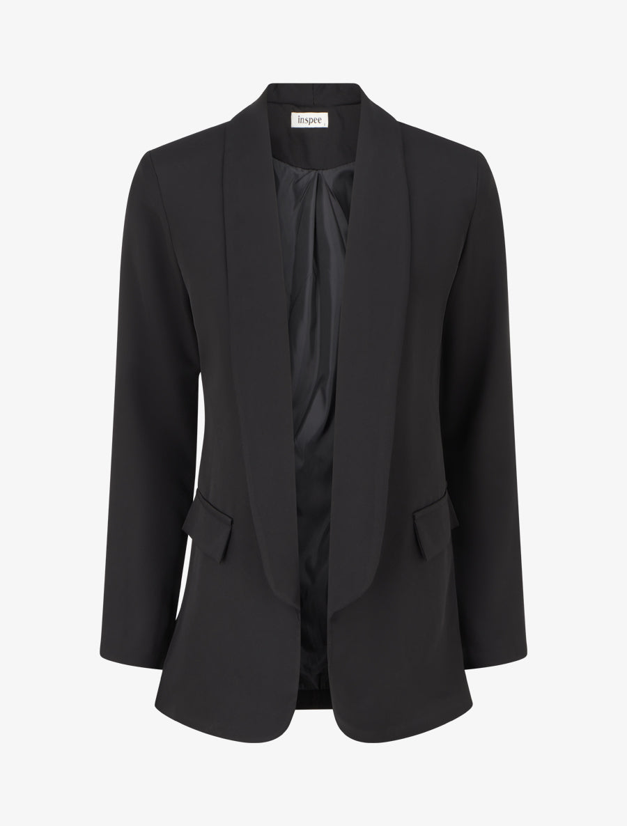 Blazer uni à poches décoratives - Noir - 1