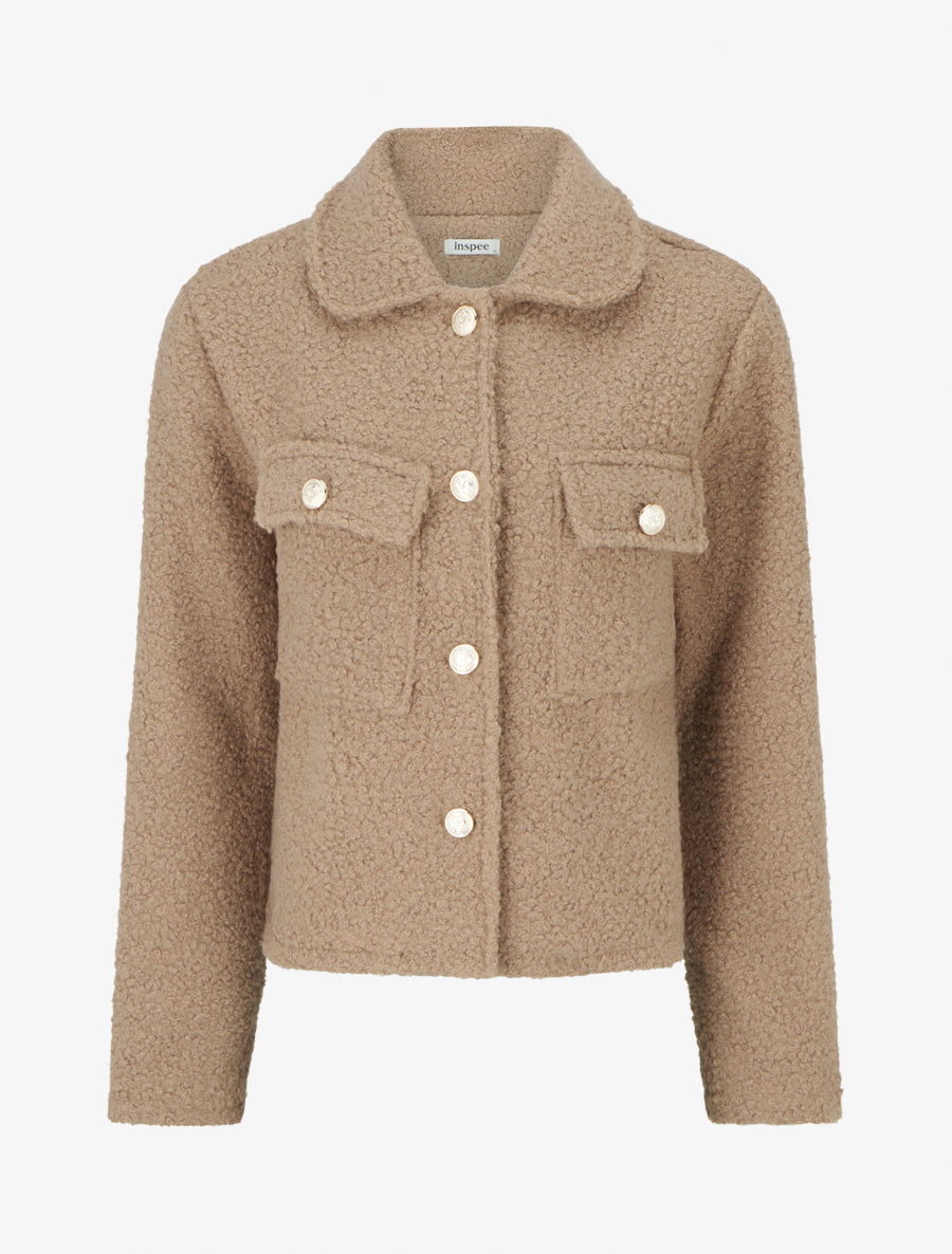 Veste droite col à pied - Taupe