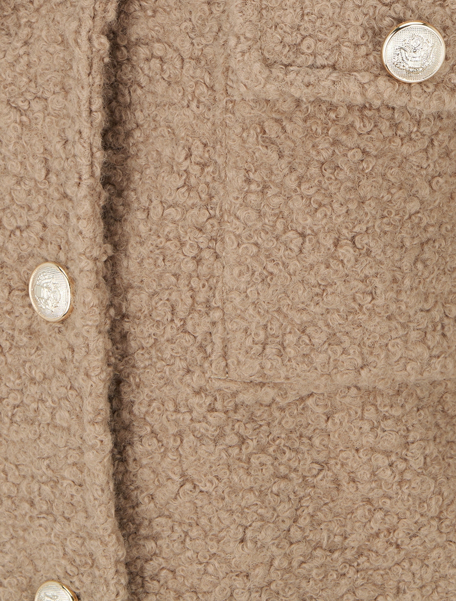 Veste droite col à pied - Taupe