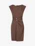 Robe droite unie à empiècement métallique - Marron - 1