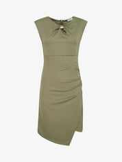 Robe style portefeuille à col bijou - Kaki - 1