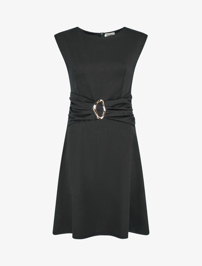 Robe evasée sans manches à boucle - Noir - 1