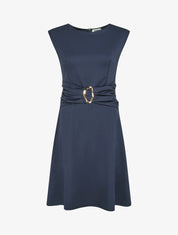 Robe evasée sans manches à boucle - Marine - 1