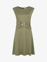 Robe evasée sans manches à boucle - Kaki - 1