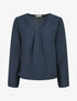 Blouse droite unie à col V - Marine - 1