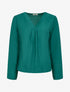Blouse droite unie à col V - Vert foncé - 1