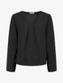 Blouse droite unie à col V - Noir - 1
