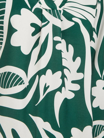 Blouse droite col V imprimé fantaisie - Vert foncé - 3