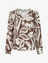 Blouse droite col V imprimé fantaisie - Marron - 1