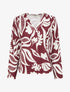 Blouse droite col V imprimé fantaisie - Bordeaux - 1