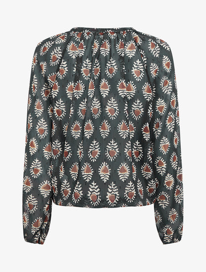 Top boule en voile imprimé fantaisie - Noir - 2