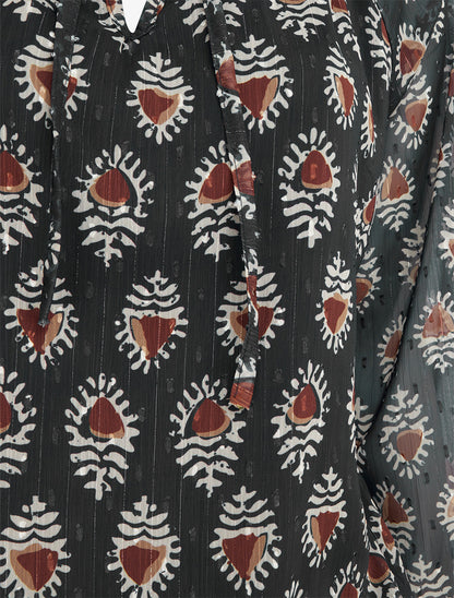 Top boule en voile imprimé fantaisie - Noir - 3