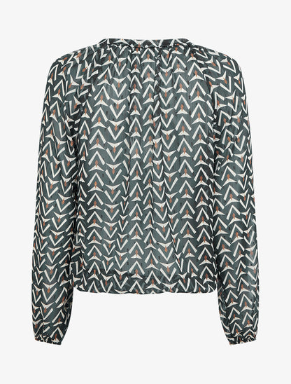 Top boule en voile imprimé graphique - Noir - 2