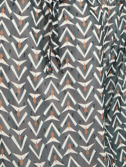 Top boule en voile imprimé graphique - Noir - 3