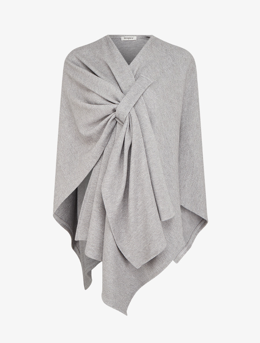 Poncho uni irisé à nouer - Gris - 1