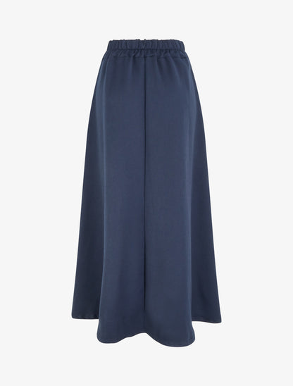 Jupe longue unie à détail brodé - Marine - 2