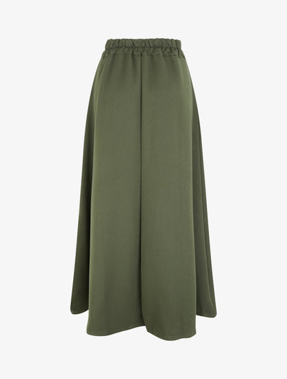 Jupe longue unie à détail brodé - Kaki - 2