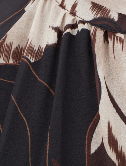 Blouse en voile imprimé floral à nouer - Noir - 3