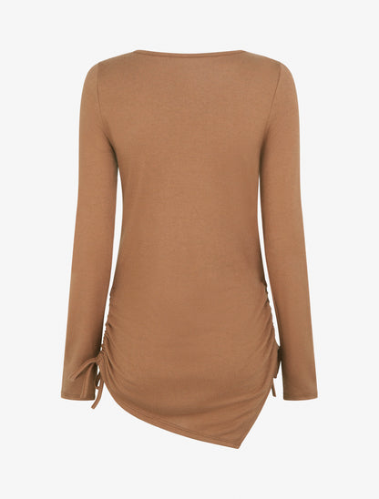 Pull droit à boucles strassées et bords asymétriques - Camel - 2