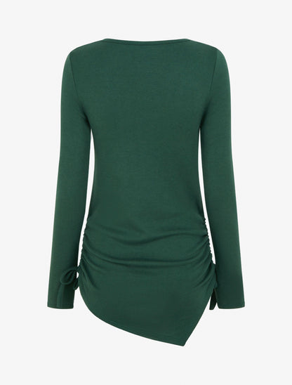 Pull droit à boucles strassées et bords asymétriques - Vert foncé - 2