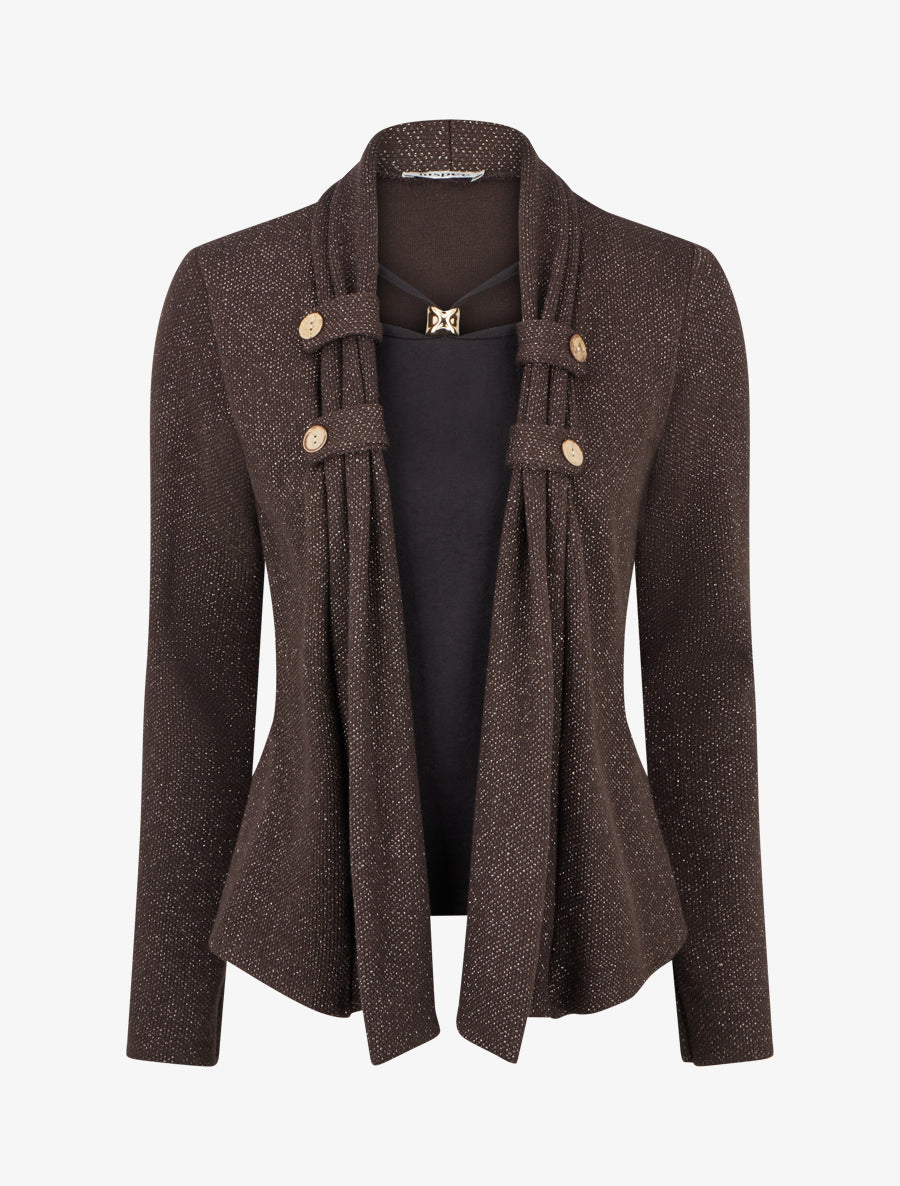 Pull effet gilet en superposition irisé - Marron foncé - 1