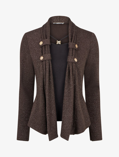 Pull effet gilet en superposition irisé - Marron foncé - 1