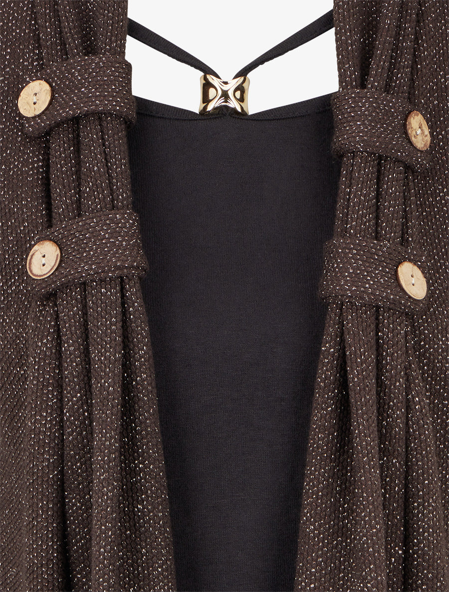 Pull effet gilet en superposition irisé - Marron foncé - 3