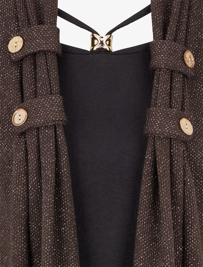 Pull effet gilet en superposition irisé - Marron foncé - 3