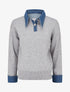 Pull uni à empiècement denim - Gris - 1