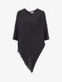 Poncho asymétrique uni à franges - Noir - 1