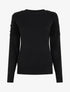 Pull uni à détail effiloché - Noir - 1