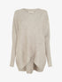 Poncho asymétrique à manches longues et poches - Taupe - 1