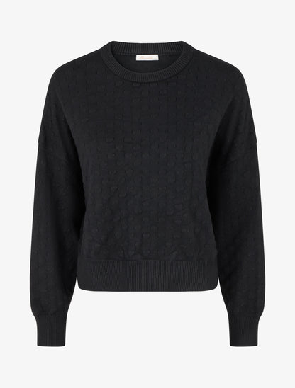 Pull court et ample en maille texturée - Noir - 1