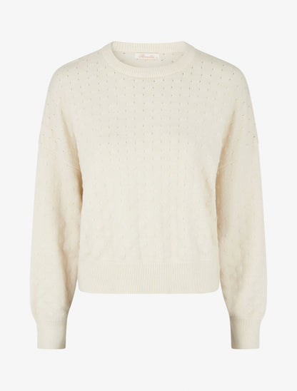Pull court et ample en maille texturée - Écru - 1