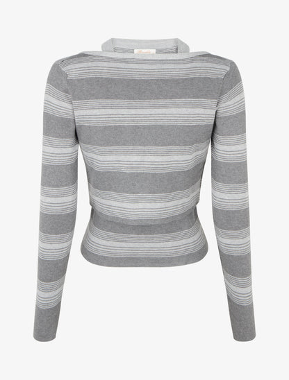 Ensemble boléro et débardeur à rayures - Gris - 2