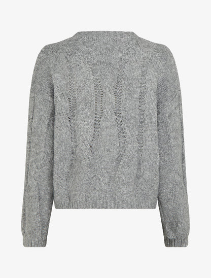 Pull uni à motif torsade - Gris - 2