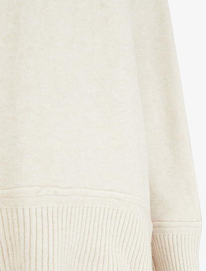 Pull droit uni à bords côtélés - Écru - 3