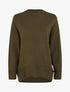 Pull droit uni à bords côtélés - Kaki - 1