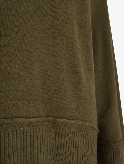 Pull droit uni à bords côtélés - Kaki - 3