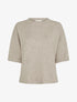 Pull uni en maille à col rond - Taupe - 1