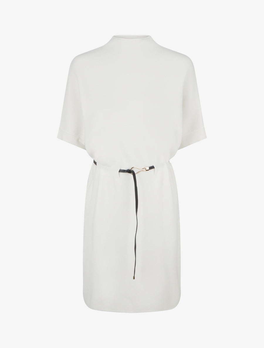 Robe pull droite à manches courtes - Blanc - 1