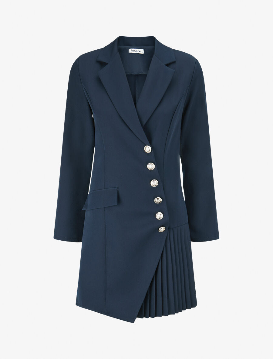 Veste longue à plis - Marine - 4